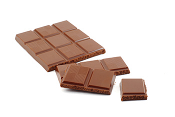 a chocolate bar on a white background