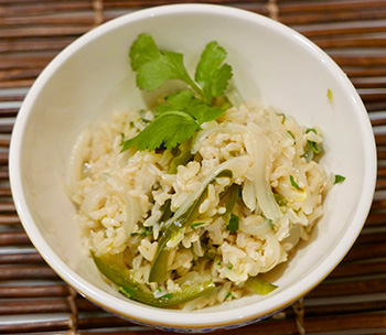 Poblano Lime Rice, an easy healthy side dish recipe from Dr. Gourmet