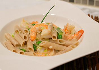 Penne with Shrimp and Mustard Sauce recipe from Dr. Gourmet