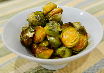 Sriracha Roasted Brussels Sprouts recipe from Dr. Gourmet