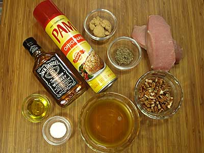Ingredients for Pork Chops with Bourbon Pecan Sauce