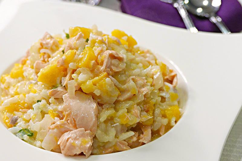 Salmon and Butternut Squash Risotto recipe from Dr. Gourmet