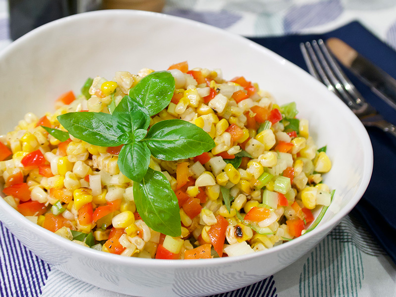 Confetti Corn Salad, an easy healthy side dish recipe from Dr. Gourmet