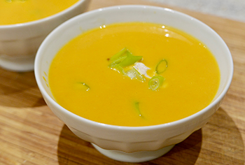 Ginger Carrot Soup with Spiced Yogurt recipe from Dr. Gourmet
