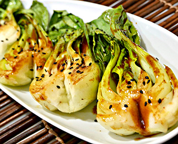 Grilled Bok Choy, an easy side dish recipe from Dr. Gourmet