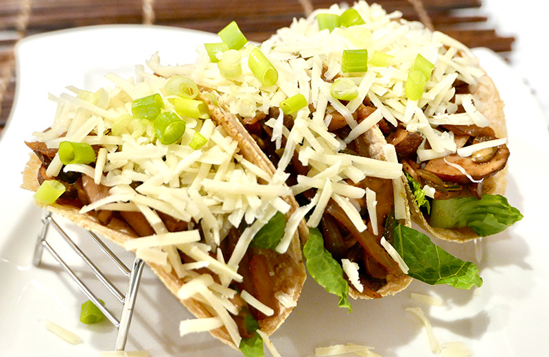 Mushroom Tacos, an easy, healthy vegetarian recipe from Dr. Gourmet