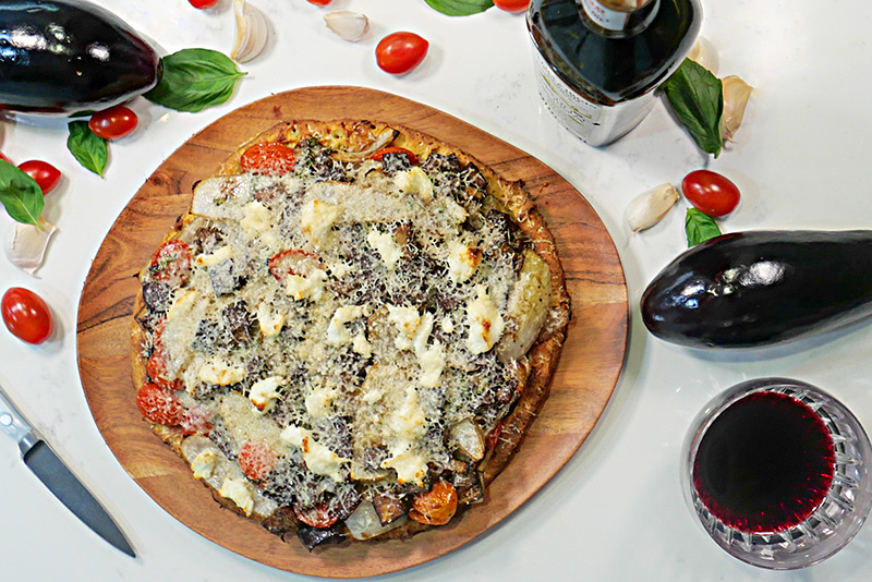 Pizza with Roasted Eggplant and Goat Cheese