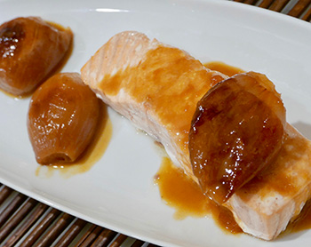 Seared Salmon with Roasted Shallot Sauce recipe from Dr. Gourmet