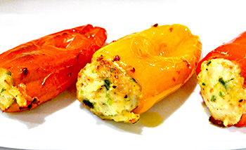 Shrimp and Goat cheese Stuffed Peppers recipe from Dr Gourmet