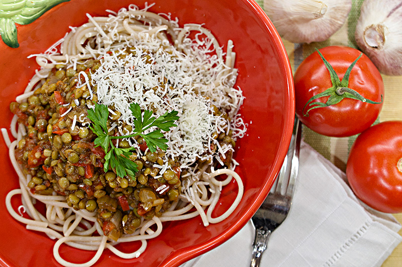 Spaghetti with Lentils recipe from Dr. Gourmet