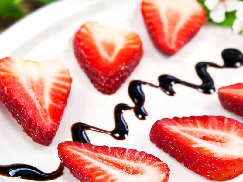 Strawberries with Balsamic Reduction, a healthy dessert recipe from Dr. Gourmet