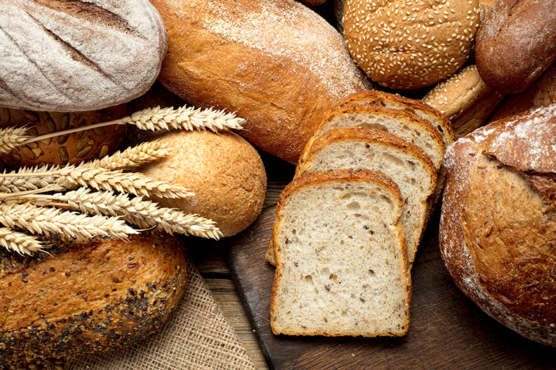 a variety of breads made from whole grains
