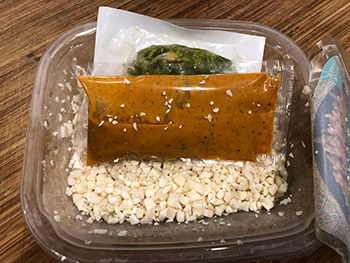 contents of the package of Cauli-Rice Curry from Mann's Nourish Bowls